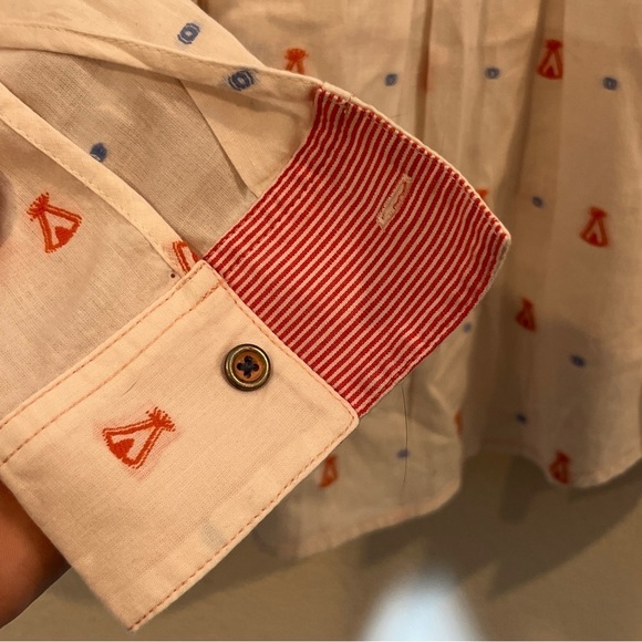 Maeve Anthropologie Miette Tee Pee Print Button Down Shirt Women's Size 4 - Picture 5 of 12
